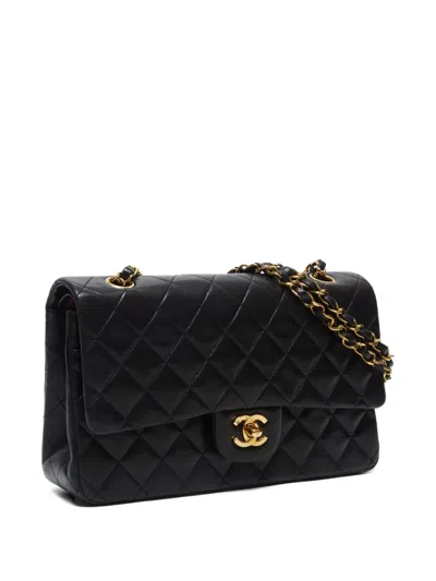 Pre-owned Chanel 1994-1996 Douple Flap Shoulder Bag In Black