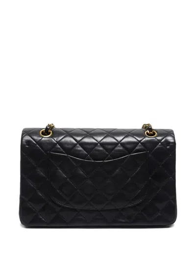 Pre-owned Chanel 1994-1996 Douple Flap Shoulder Bag In Black