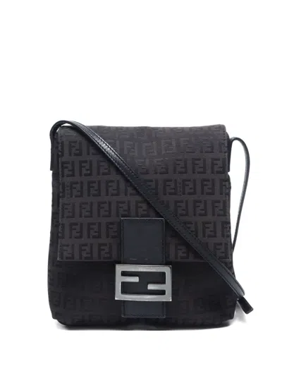 Pre-owned Fendi 2010-2020 Zucchino Mamma Crossbody Bag In Brown