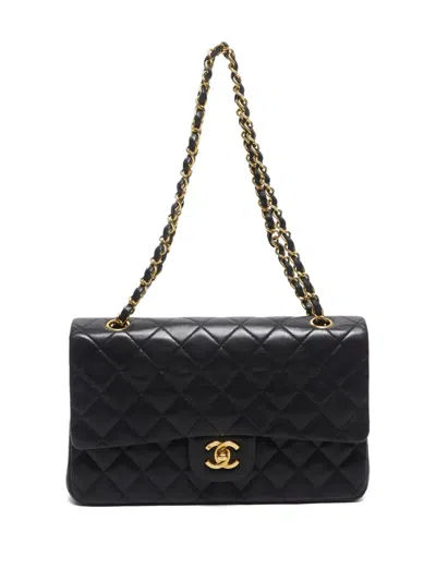 Pre-owned Chanel 1994-1996 Douple Flap Shoulder Bag In Black