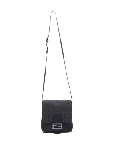 Pre-owned Fendi 2010-2020 Zucchino Mamma Crossbody Bag In Brown