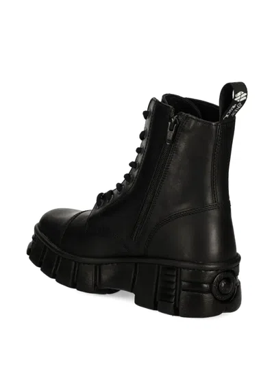 New Rock 70mm Lace-up Plataform-sole Boots In Black