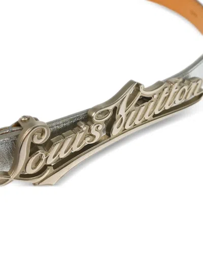 Pre-owned Louis Vuitton 2007 Cursive Logo Leather Belt