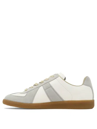 Maison Margiela Sneakers In Beige With Front Lace-up Fastening In White