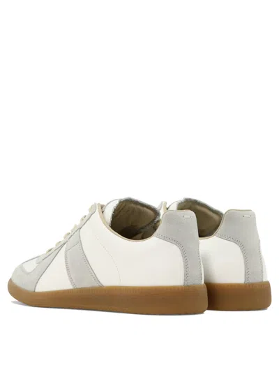 Maison Margiela Sneakers In Beige With Front Lace-up Fastening In White