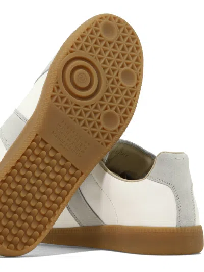 Maison Margiela Sneakers In Beige With Front Lace-up Fastening In White