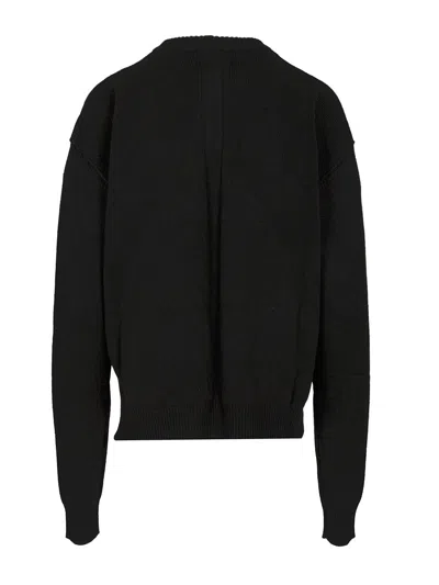 Rick Owens Roud Neck Knit Recycled Cachemire Knitwear Black In Black