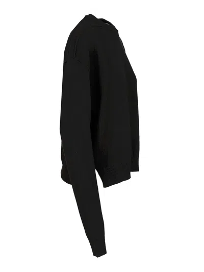 Rick Owens Roud Neck Knit Recycled Cachemire Knitwear Black In Black