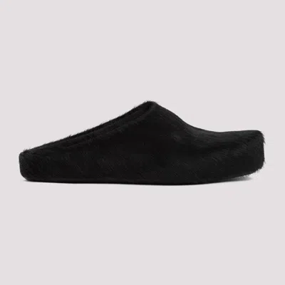 Marni Men Black Calf Hair Fussbett Slippers