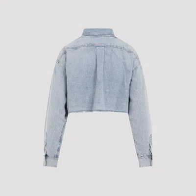 Givenchy Cropped Lyocell Shirt With Pointed Collar In Blue
