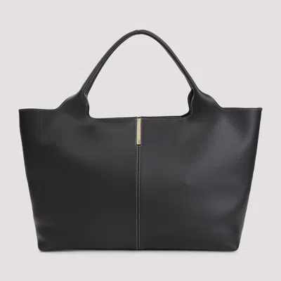 Tod's Black Leather Medium Tote Bag