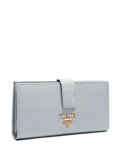 Pre-owned Prada 2025 Saffiano Wallet In Gray