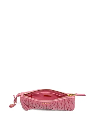 Pre-owned Miu Miu 2000-2015 Matelasse Leather Clutch Bag In Pink