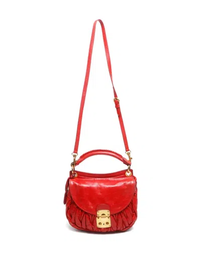 Pre-owned Miu Miu 2000-2020 Small Ribbon Two-way Handbag In Red