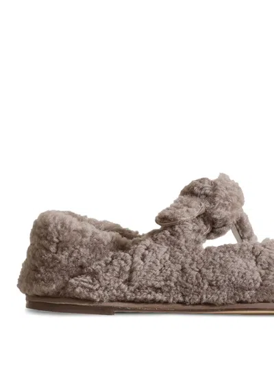 Hereu Shearling Ballet Flats In Gray