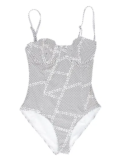 Elisabetta Franchi Polka-dot Swimsuit In Gray