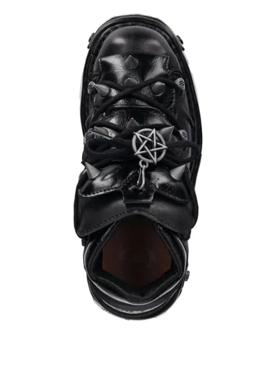 New Rock Lace-up Stud-details Sneakers In Black