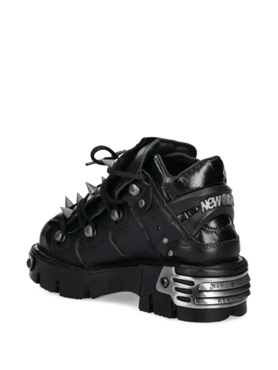 New Rock Lace-up Stud-details Sneakers In Black