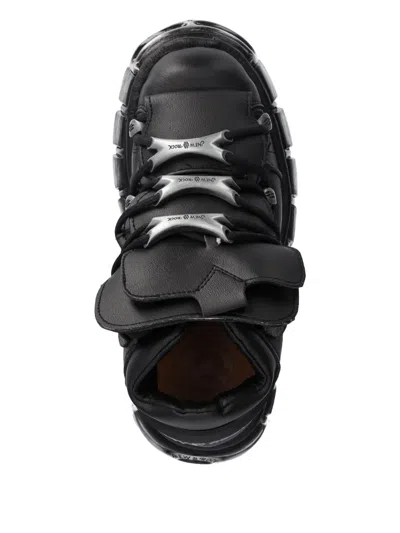 New Rock Lace-up Chunky Boots In Black