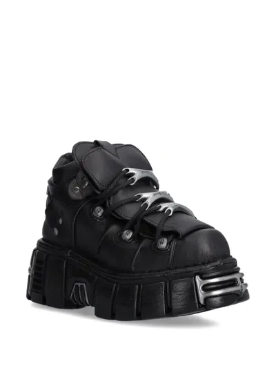 New Rock Lace-up Chunky Boots In Black