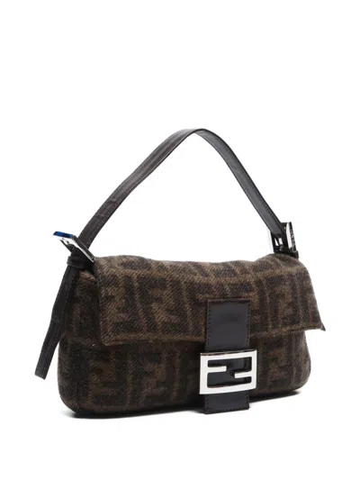 Pre-owned Fendi 2000s-2010s Zucca Mamma Shoulder Bag In Brown