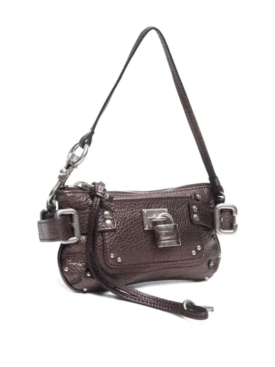 Pre-owned Chloé 2000-2015 Small Paddington Leather Studded Shoulder Bag In Brown