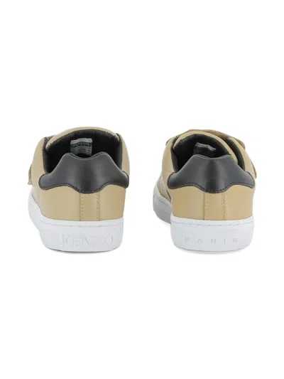 Kenzo Tiger Head-embroidered Sneakers In Neutral