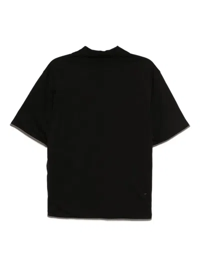 Theory Double Layered Johnny Collar Polo Shirt In Black