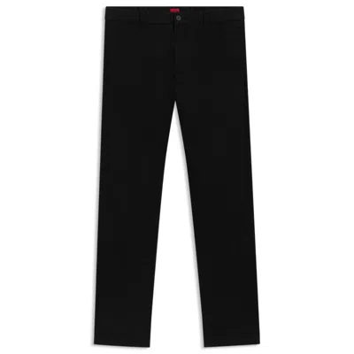 Hugo Boss Tapered-fit Trousers In Machine-washable Stretch Fabric In Black