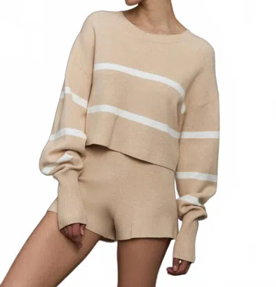 Lune Active Olly Cropped Striped Sweater In Beige In Neutral