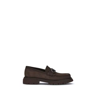 Ferragamo Tank Sole Suede Loafers In Brown
