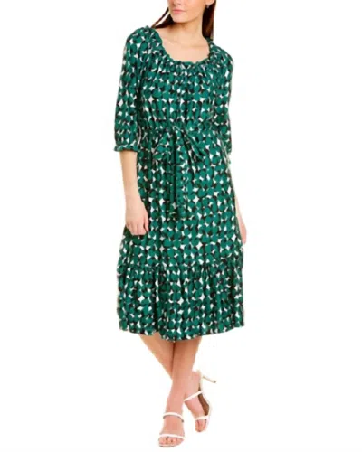 Melissa Masse Ruffled Seeds Printed Dress In Green And Black In Green