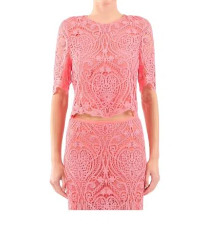 Le Superbe Rosey Lace Short-sleeve Tee In Pink