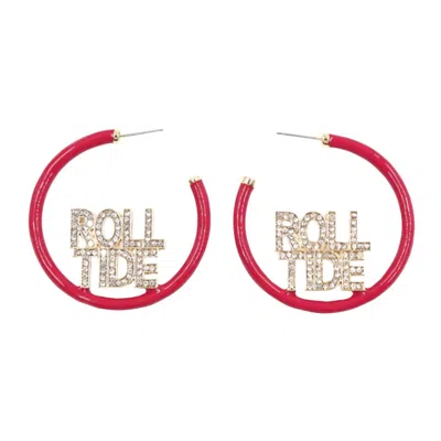 Brianna Cannon Women's Alabama Pave Roll Tide Hoop Earrings In Red In Red