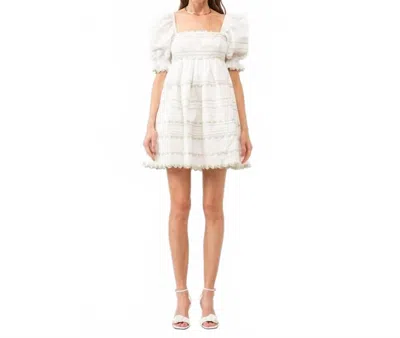 Sofie The Label Puff Sleeves Dress In Ivory/green