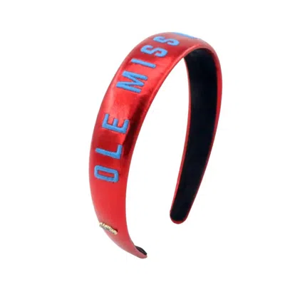 Brianna Cannon Women's Ole Miss Thin Embroidered Headband In Red