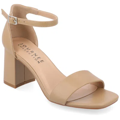 Journee Collection Women's Valenncia Supernatural Shades Tru Comfort Foam Open Square Toe Ankle Strap Sandal In Gold
