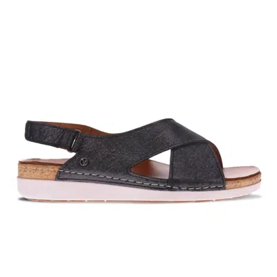Revere Cottesloe Back Strap Sandal In Black Linen