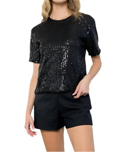 Thml Sequin Short Sleeve Knit Sweater In Black In Black