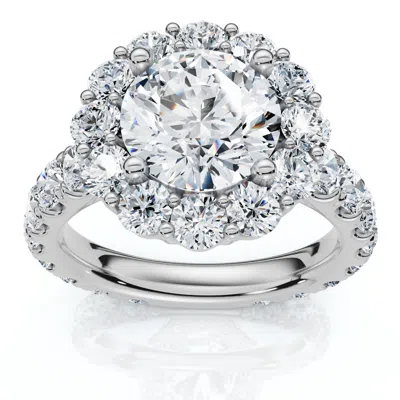 Pompeii3 Certified 4 1/4ct Diane Diamond Engagement Ring 14k Gold Or Platinum Lab Grown In Metallic