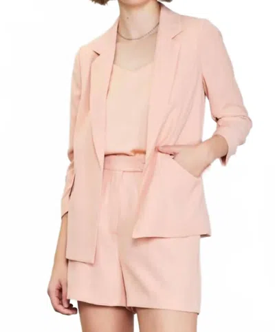 Skies Are Blue Rouched Sleeve Blazer In Rose Cloud