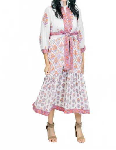 Victoria Dunn Folly Maxi Long Sleeve Dress In Marigold In Multi