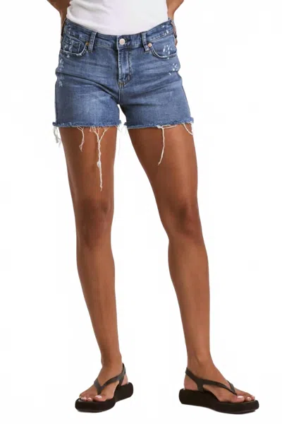 Dear John Denim Julian Monocloud High Rise Shorts In Medium Wash In Blue