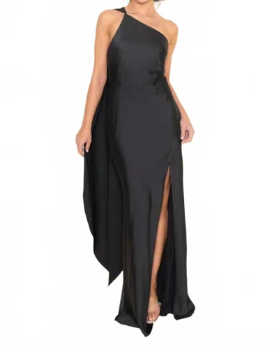 Fore Collection Gracie Asymmetric Scarf Gown In Black In Black
