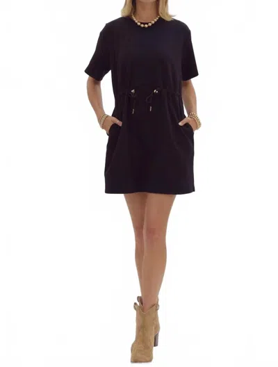 Entro Drawstring Waist Mini Dress In Black In Black