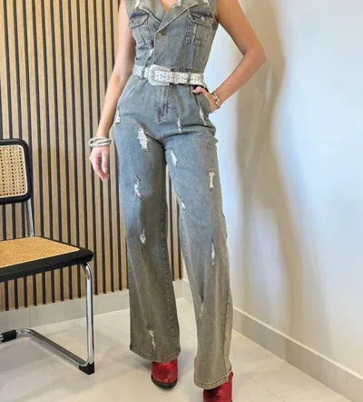Hot & Delicious Sleeveless Jumpsuit In Dark Denim