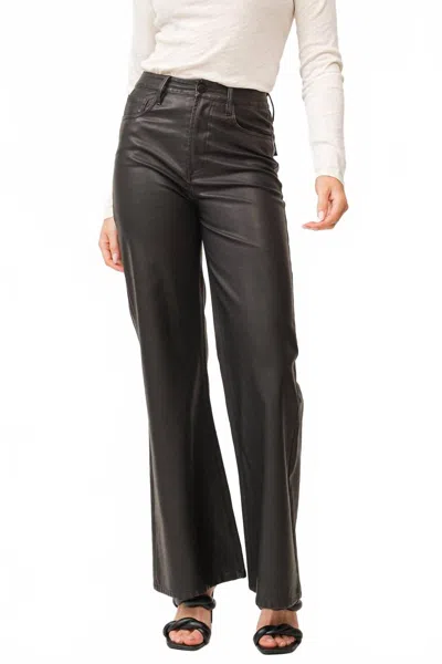 Dear John Denim Fiona High Rise Wide Leg Faux Leather In Smoked Charcoal In Black