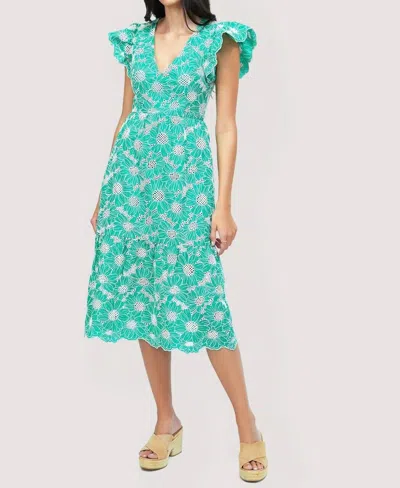 Lost + Wander Flower Midi Dress In Green In Green