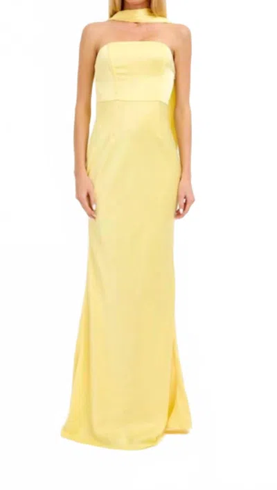 Lena Sunny Scarf Gown In Lemon