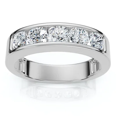 Pompeii3 1 1/4ct Diamond Channel Set Men's Wedding Ring Lab Grown 14k Gold Or Platinum In Metallic
